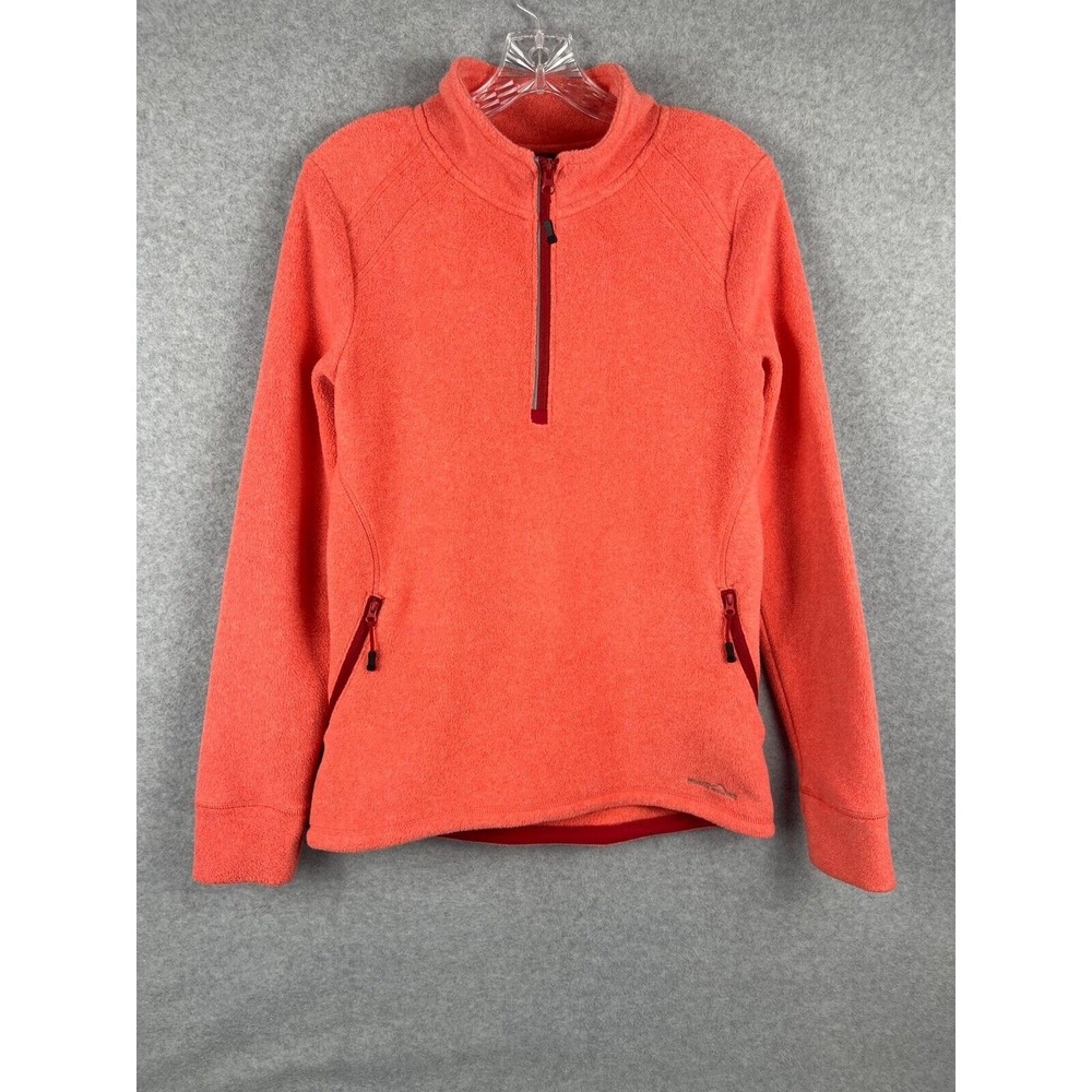 Eddie Bauer Women's 1/4 Zip Pullover Size Medium Fleece Pink Zipper Pockets
